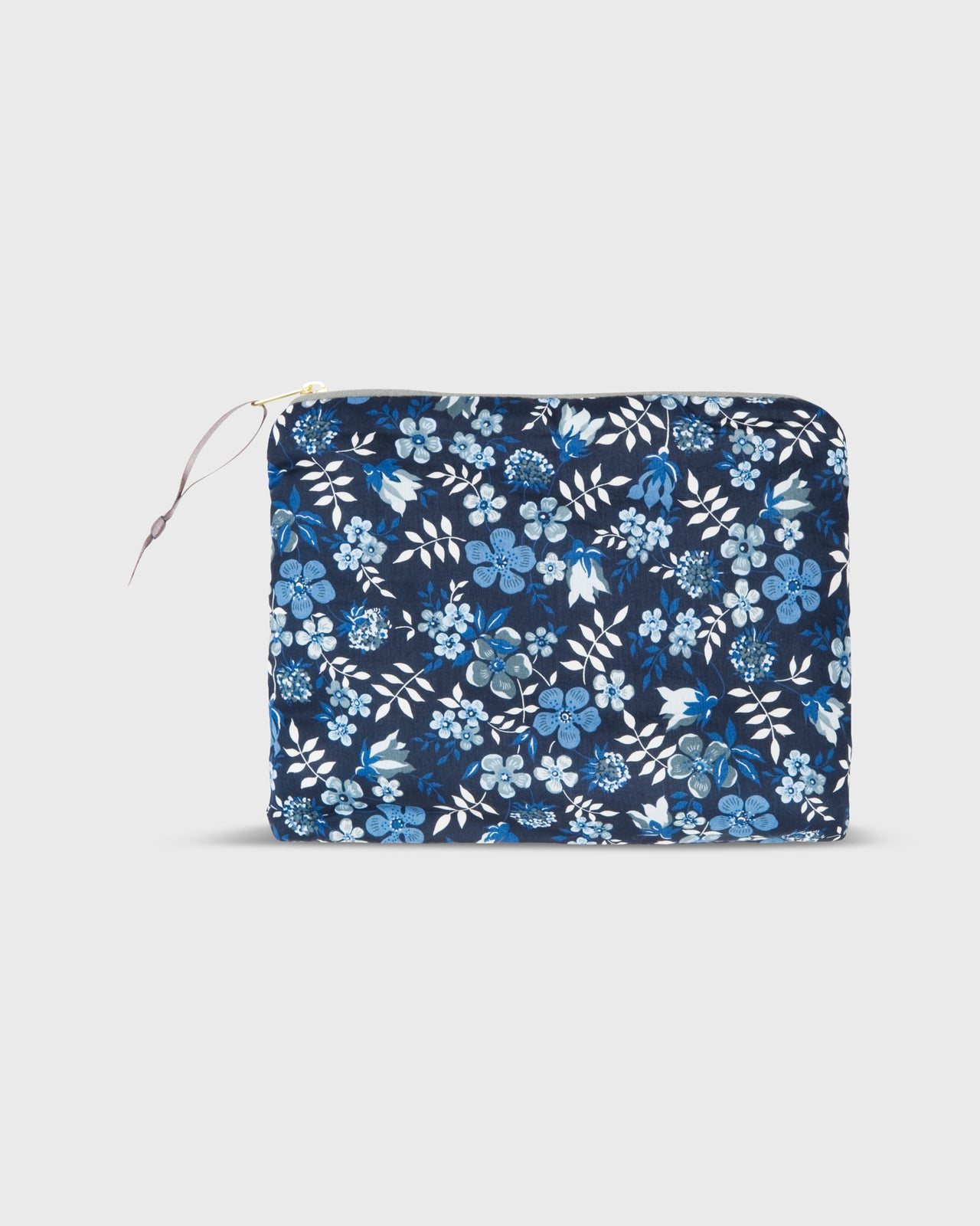 Small Zip Pouch in Blue Edenham Liberty Fabric