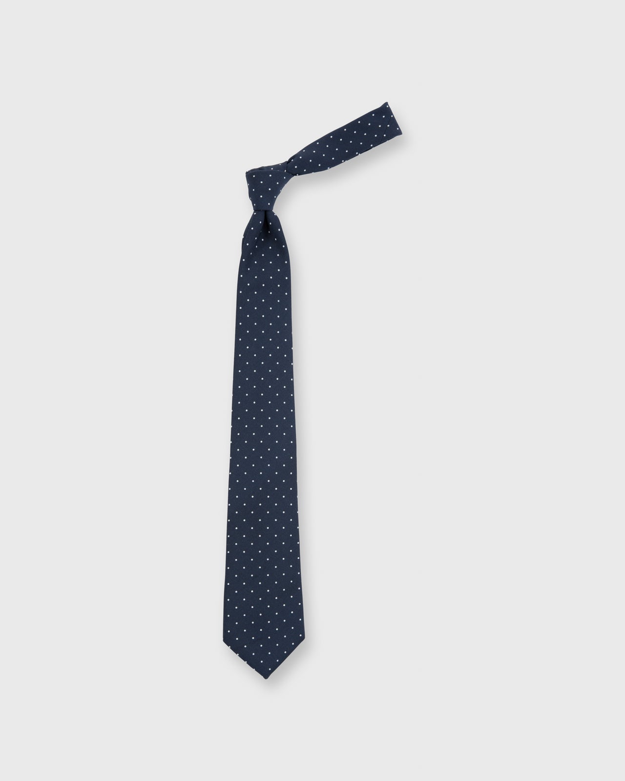 Irish Poplin Tie Navy/White Dot