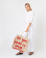 Load image into Gallery viewer, All You Need Is Love Tote in Natural/Red
