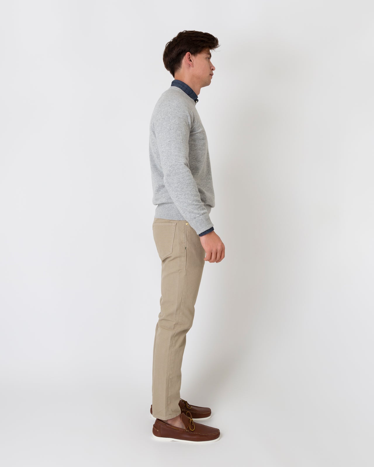 Slim Straight 5-Pocket Pant in Khaki Garment-Dyed Canvas
