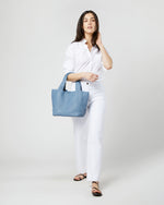 Load image into Gallery viewer, Mercato Handwoven Tote in Steel Blue Leather
