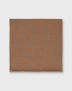 Load image into Gallery viewer, Hand-Rolled Cotton Print Pocket Square in Orange/Blue Tiny Floral
