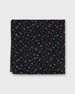 Load image into Gallery viewer, Hand-Rolled Cotton Print Pocket Square in Navy/Rose Small Floral
