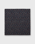 Load image into Gallery viewer, Hand-Rolled Cotton Print Pocket Square in Navy/Rose Small Floral
