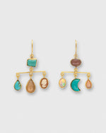 Load image into Gallery viewer, Balance Drop Earrings in Taupe/Turquoise
