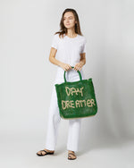 Load image into Gallery viewer, Large Day Dreamer Tote in Green/Natural
