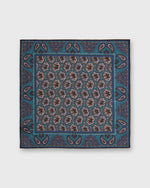 Load image into Gallery viewer, Hand-Rolled Linen/Cotton Print Pocket Square in River/Brown Paisley
