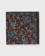 Load image into Gallery viewer, Hand-Rolled Linen/Cotton Print Pocket Square in Brown/Blue/Green Large Floral
