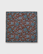 Load image into Gallery viewer, Hand-Rolled Linen/Cotton Print Pocket Square in Brown/Blue/Green Large Floral
