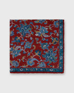 Load image into Gallery viewer, Hand-Rolled Linen/Cotton Print Pocket Square in Red/Blue Large Floral
