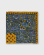 Load image into Gallery viewer, Hand-Rolled Linen/Cotton Print Pocket Square in Yellow Paisley

