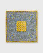 Load image into Gallery viewer, Hand-Rolled Linen/Cotton Print Pocket Square in Yellow Paisley
