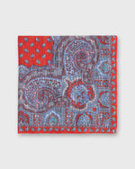 Load image into Gallery viewer, Hand-Rolled Linen/Cotton Print Pocket Square in Red Paisley
