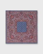 Load image into Gallery viewer, Hand-Rolled Linen/Cotton Print Pocket Square in Navy Paisley
