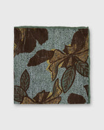 Load image into Gallery viewer, Hand-Rolled Linen/Cotton Print Pocket Square in Sage/Brown Large Flower
