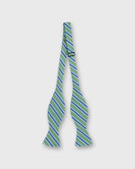 Load image into Gallery viewer, Silk Bow Tie in Green/Light Blue/Navy Stripe

